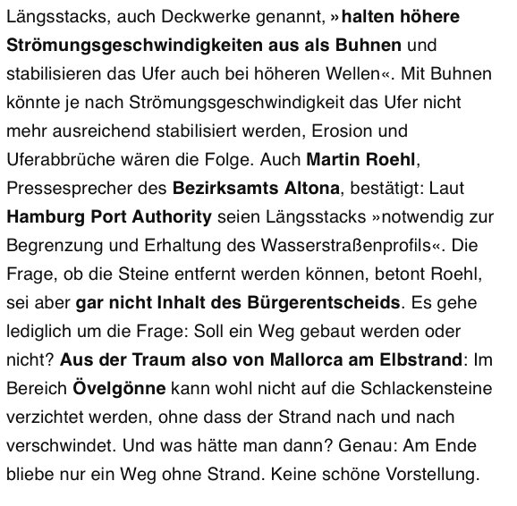 Zur Erinnerung: Die Entfernung der Schlackesteine ist eine ungeprüfte Idee von <a href="/elbstrandweg/">Elbchaussee für alle!</a> - Experten halten sie für unrealistisch.