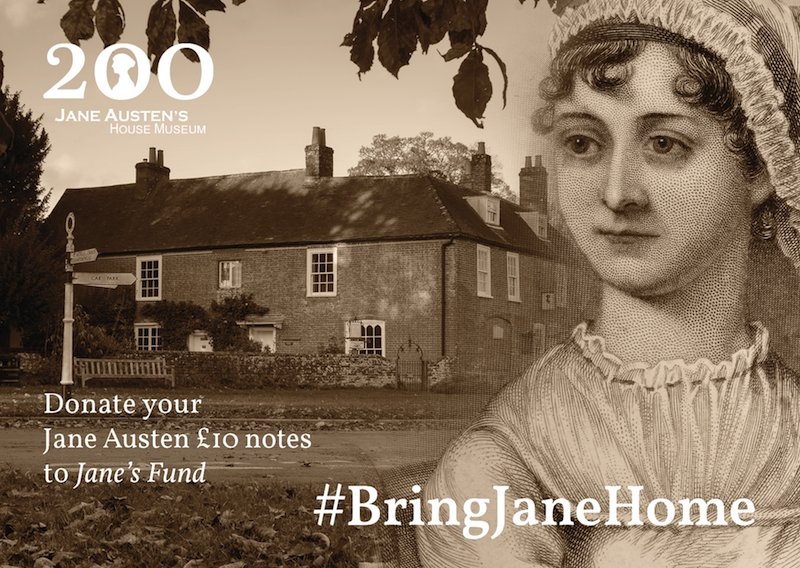 JaneAustenHouse's tweet image. We're asking you to #BringJaneHome &amp;amp; donate a #NewTenPoundNote to restore Jane Austen’s precious home bit.ly/2f6GRxZ #FirstTenner