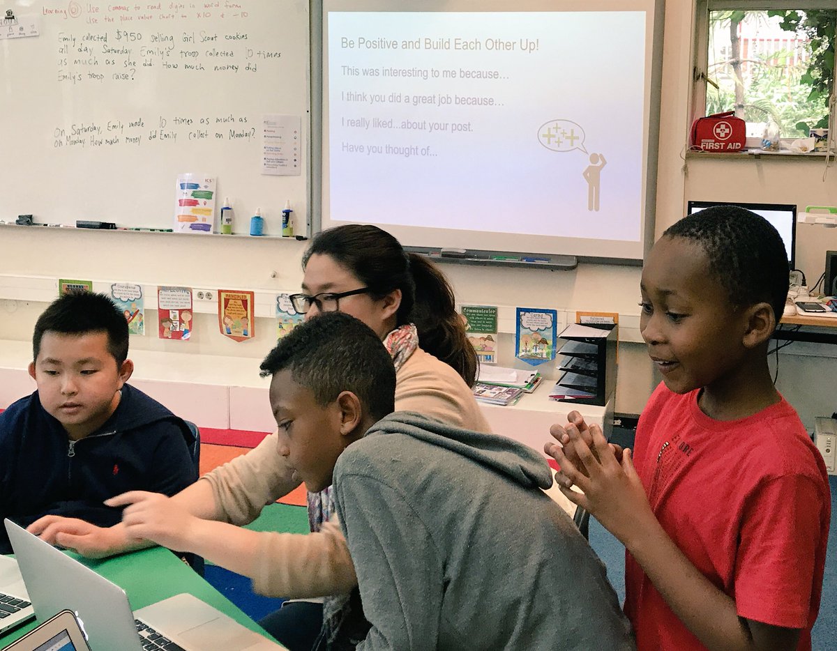 katevdh's tweet photo. Introducing and practicing @Seesaw Digital Citizenship commenting using sentence starters #icsotl #ICSAddis #ICSAA4 #positivefeedback https://t.co/eHiMdpYyVe