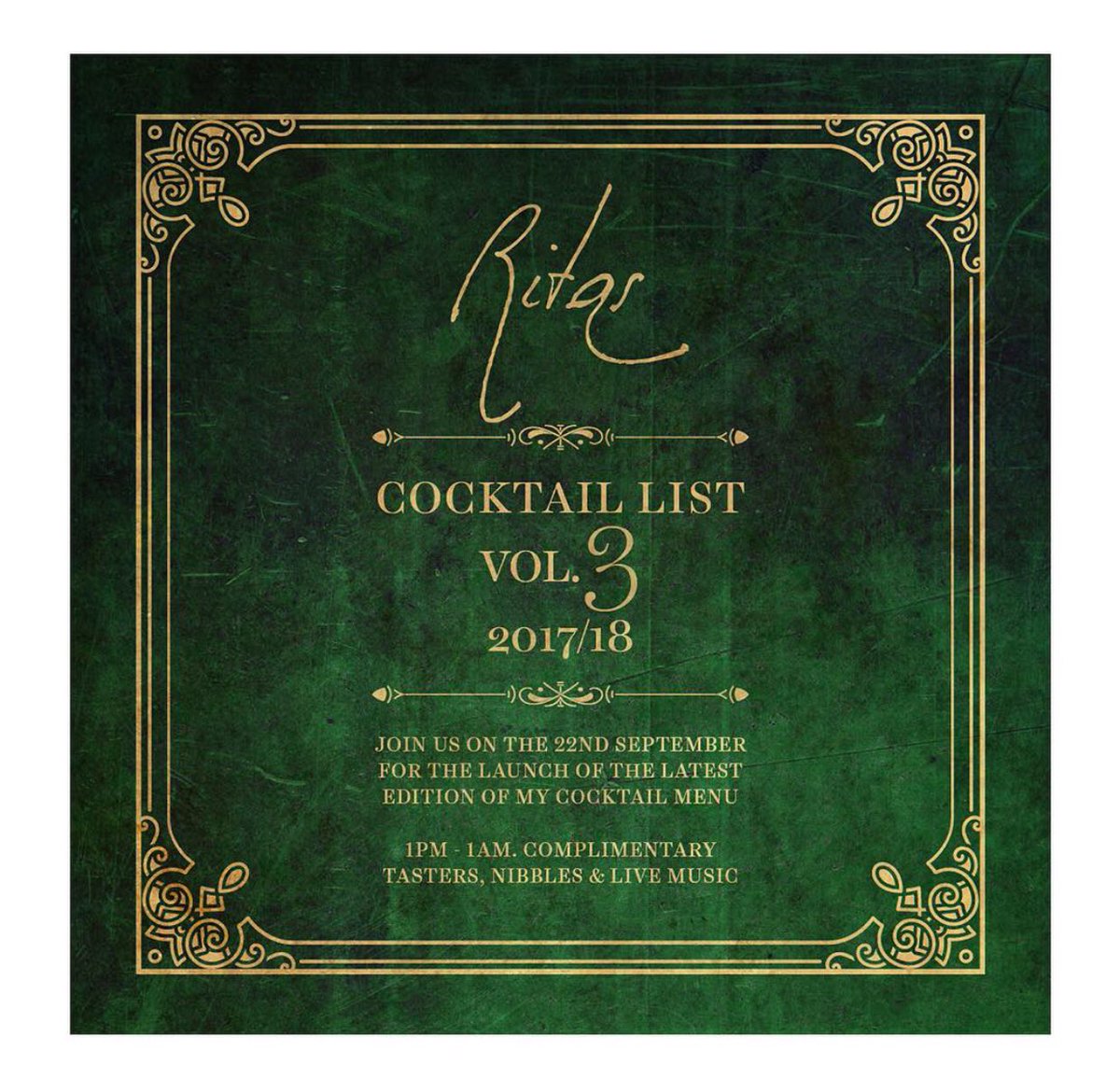 Rita's Vol.3 ... launching Friday 22nd September 💋 Join my #RitasBoys for complimentary nibbles &amp; cocktail tasters 😈 

 #cocktaillaunch