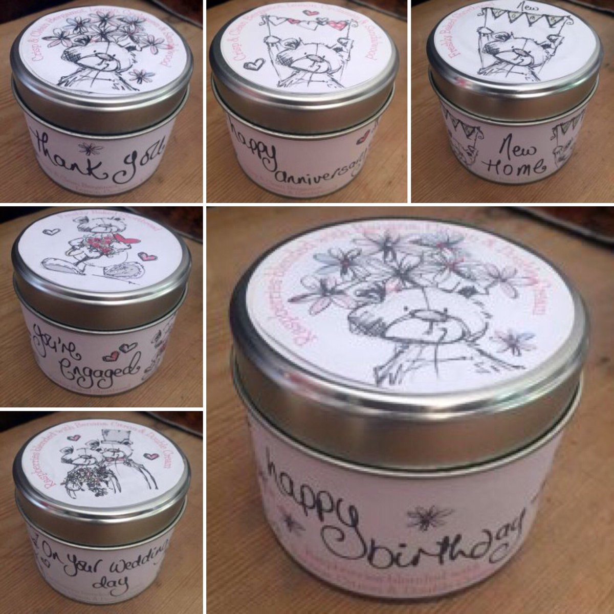northshoregifts's tweet photo. Coming Soon !! #traceyrussell Tin Candles from her Scribble Bear Collection #tin #candles #handmade #scented #sparklybits #occasion #gifts https://t.co/XRu7zjGYI6