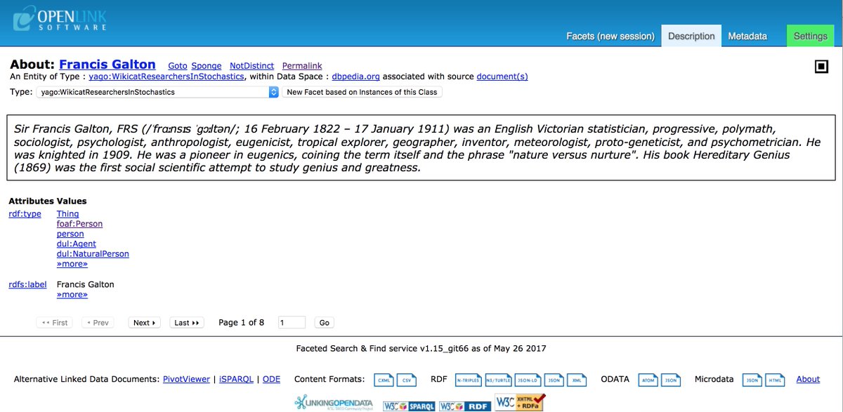 kidehen's tweet image. SeeAlso: dbpedia.org/resource/Franc… . Ditto dbpedia.org/describe/?url=…. #DBpedia #SemanticsConf #Semantics2017 #DBpediaDay #LinkedData #Virtuoso7