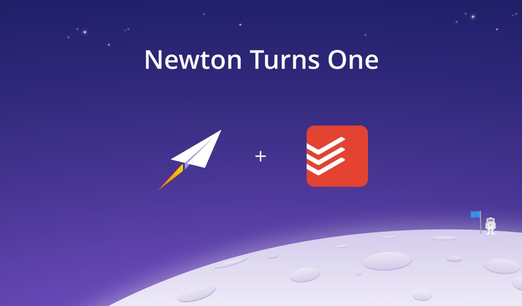 todoist's tweet photo. Newton turns one! To celebrate, we're giving away 10 x 1 year @newtonmailapp subscriptions (for iOS users). RT for your chance to win! https://t.co/zpksCKnT9M