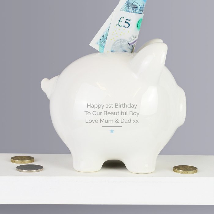 #PERSONALISED My First Piggy Bank. 
Also available in pink.
VIEW HERE >> bit.ly/2x23uYM

#UKBizHour #ShopSmallUK #ATSocialMedia
