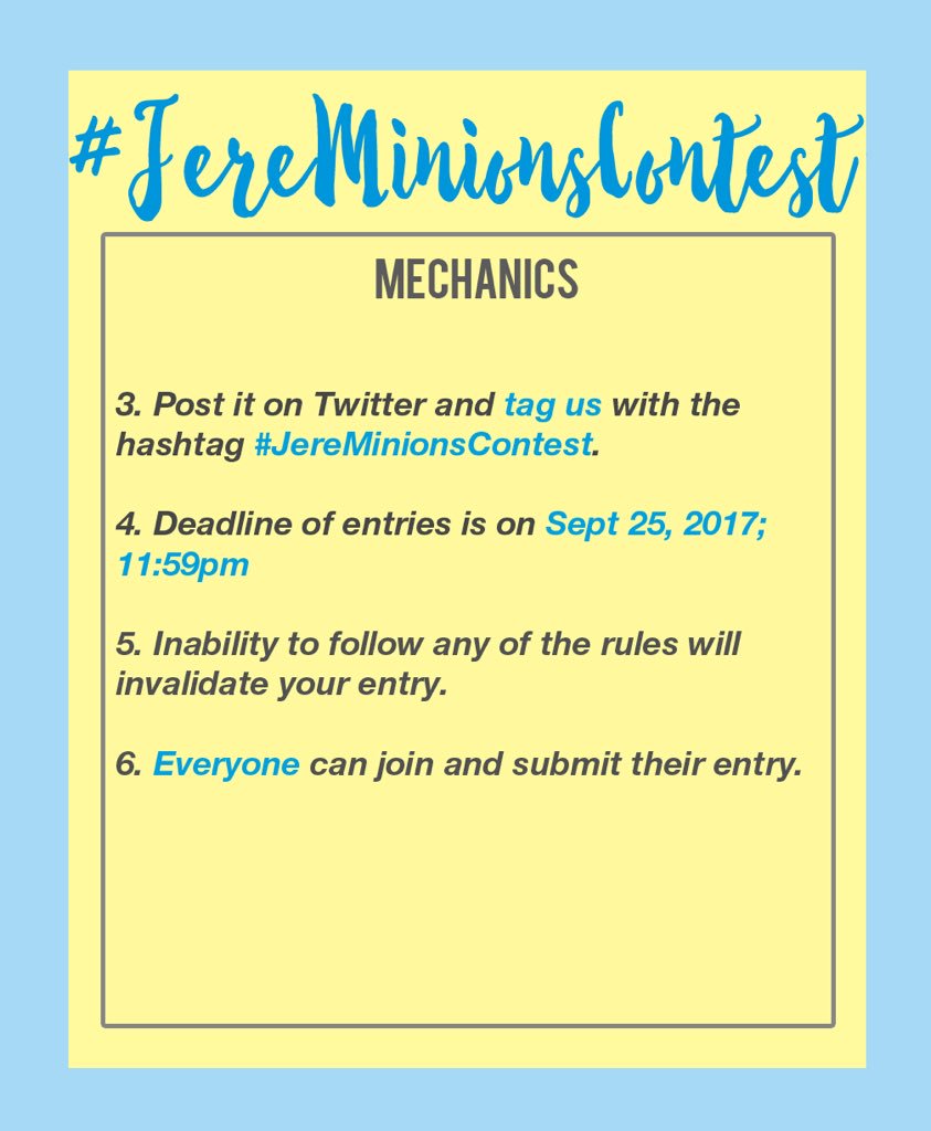 JereMinionsOFC's tweet photo. CONTEST ALERT! Showcase your talent and get a chance to win exciting prizes! Mechanics below! #JereMinionsContest https://t.co/dHJi5UbaOe