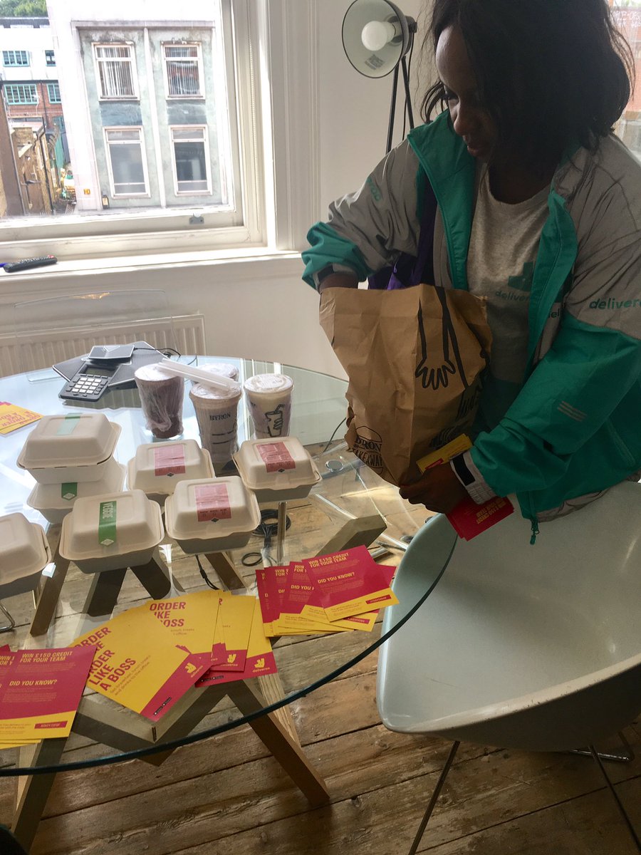 ChalkSally's tweet photo. Surprise @Deliveroo and @byronhamburgers delivery at work today! 😋🍔 #orderlikeaboss #agencylife #foodcoma https://t.co/pmYL9mrAJf
