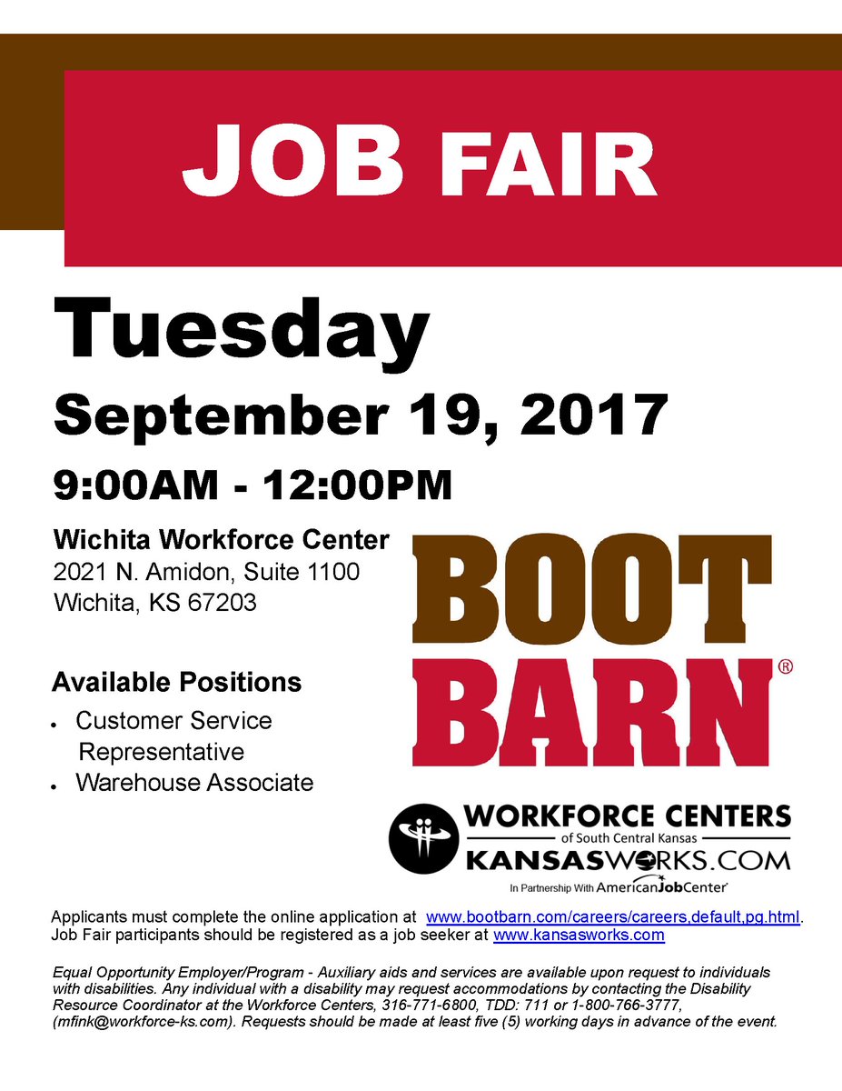 Workforce Centers On Twitter Boot Barn Jobfair Tuesday Sept