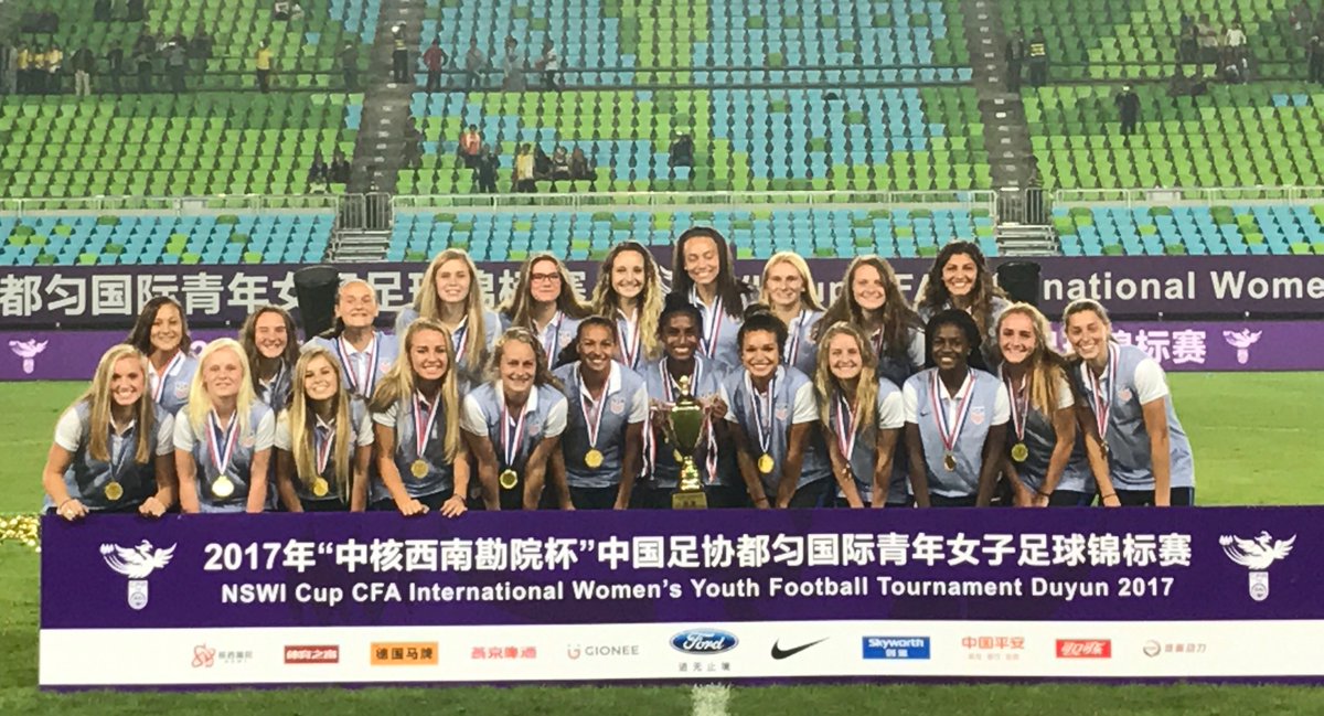 Congrats to the U-19 #USWNT! Champions of the CFA International Women’s Youth Football Tournament Duyun 2017🔥! ⚽️🥇🏆🎇🎆