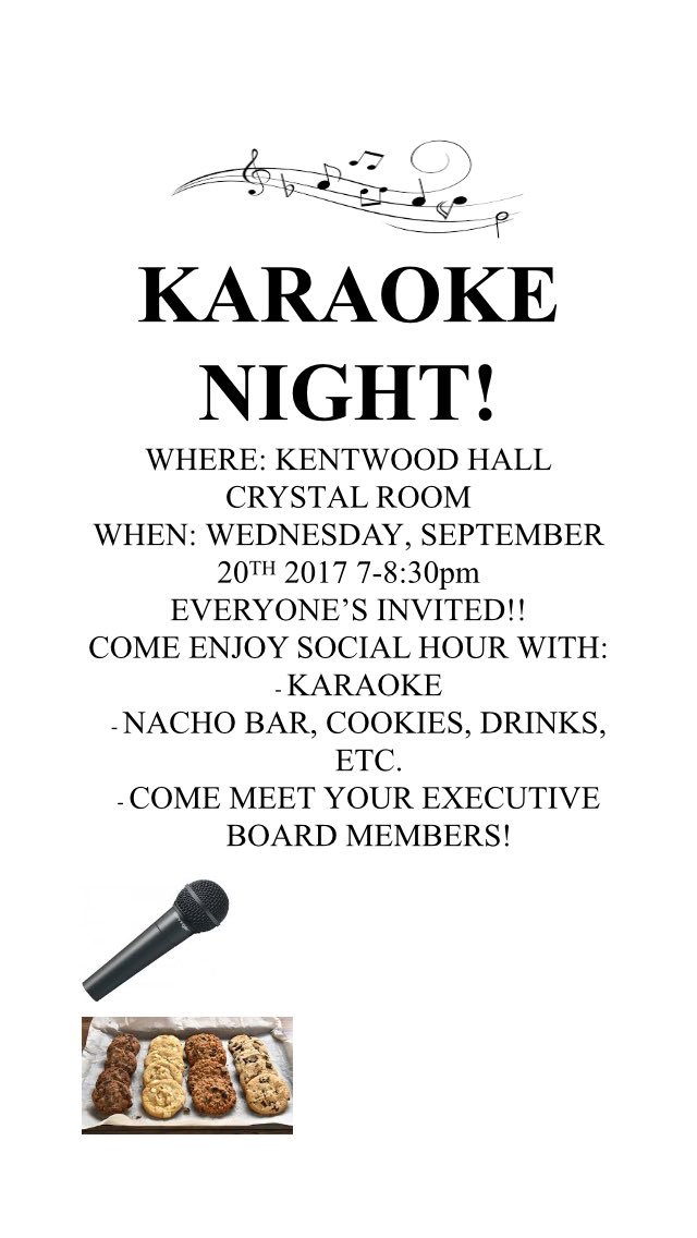 Everyone's invited to the first Hall Council event of the year! Enjoy karaoke, cookies, and a nacho bar!
