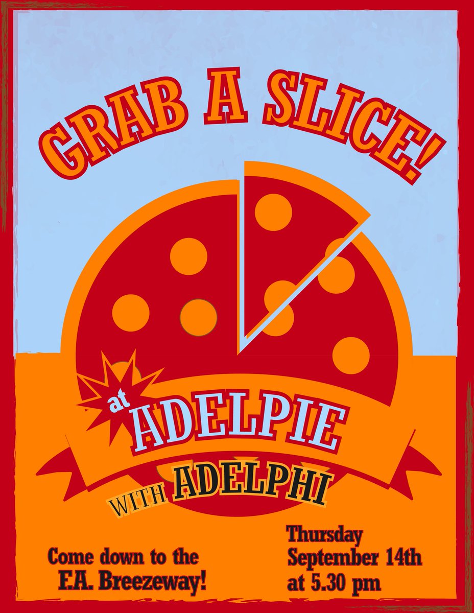 AU_Adelphi's tweet image. Like Pizza?
Like Music?
Like, come down to Adelpie and get a taste of what Adelphi&apos;s all about. 
@ FA Breezeway @ 5:30
*P.S. It&apos;s free.*