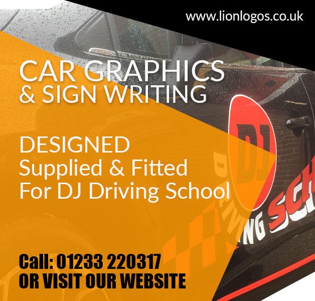 New car graphics for DJ Driving School. Will certainly get noticed.