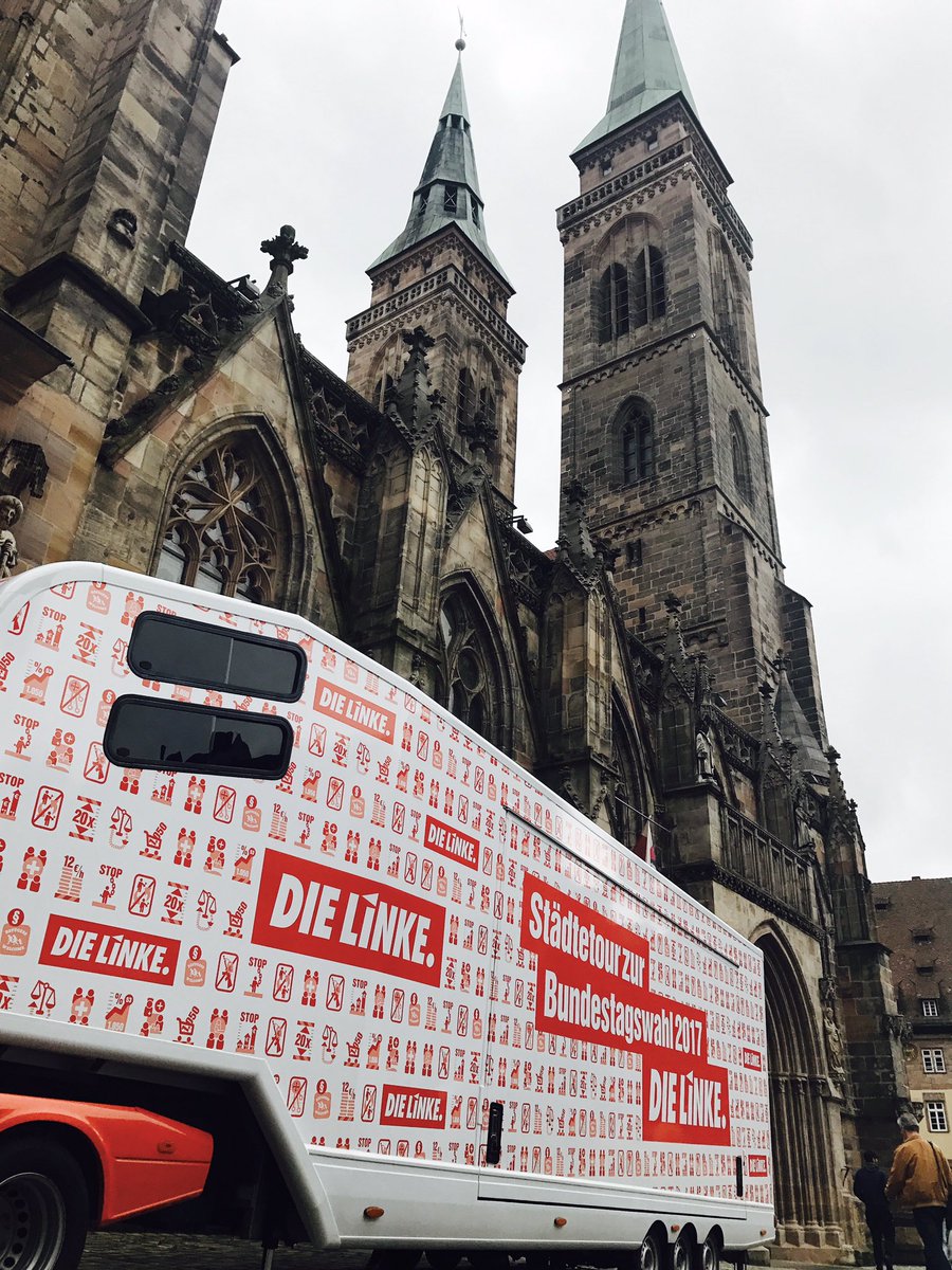 dieLinke's tweet photo. #Linketruck in #Nürnberg #SebalderPlatz 17-19 Uhr Mit @SWagenknecht @HaraldWeinberg Titus #Schüller Stefan #Gerbig #BTW17 https://t.co/J6QZBH50PY