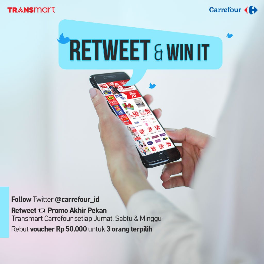 Transmart_IND's tweet photo. Retweet limpahan promo Jumat besok &amp; dapatkan voucher belanja! Makin rajin retweet, makin besar juga peluang Anda. Siap-siap besok pagi ya! https://t.co/lNRatuPERE