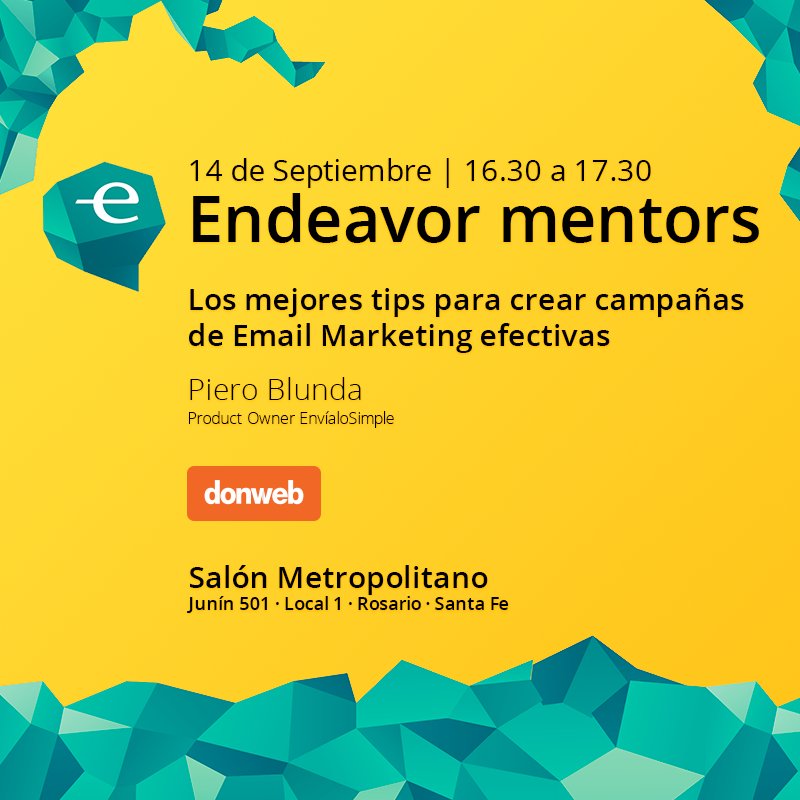 DonWebOficial's tweet photo. #ExperienciaEndeavor ¡Te esperamos esta tarde! 
🎯Acercate a consultarnos, conversar e intercambiar experiencias sobre #EmailMarketing https://t.co/uHbKFUWf2M