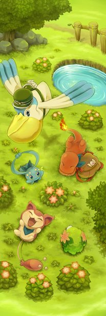 charmander pokemon (creature) no humans starter pokemon trio open mouth flame-tipped tail smile outdoors  illustration images