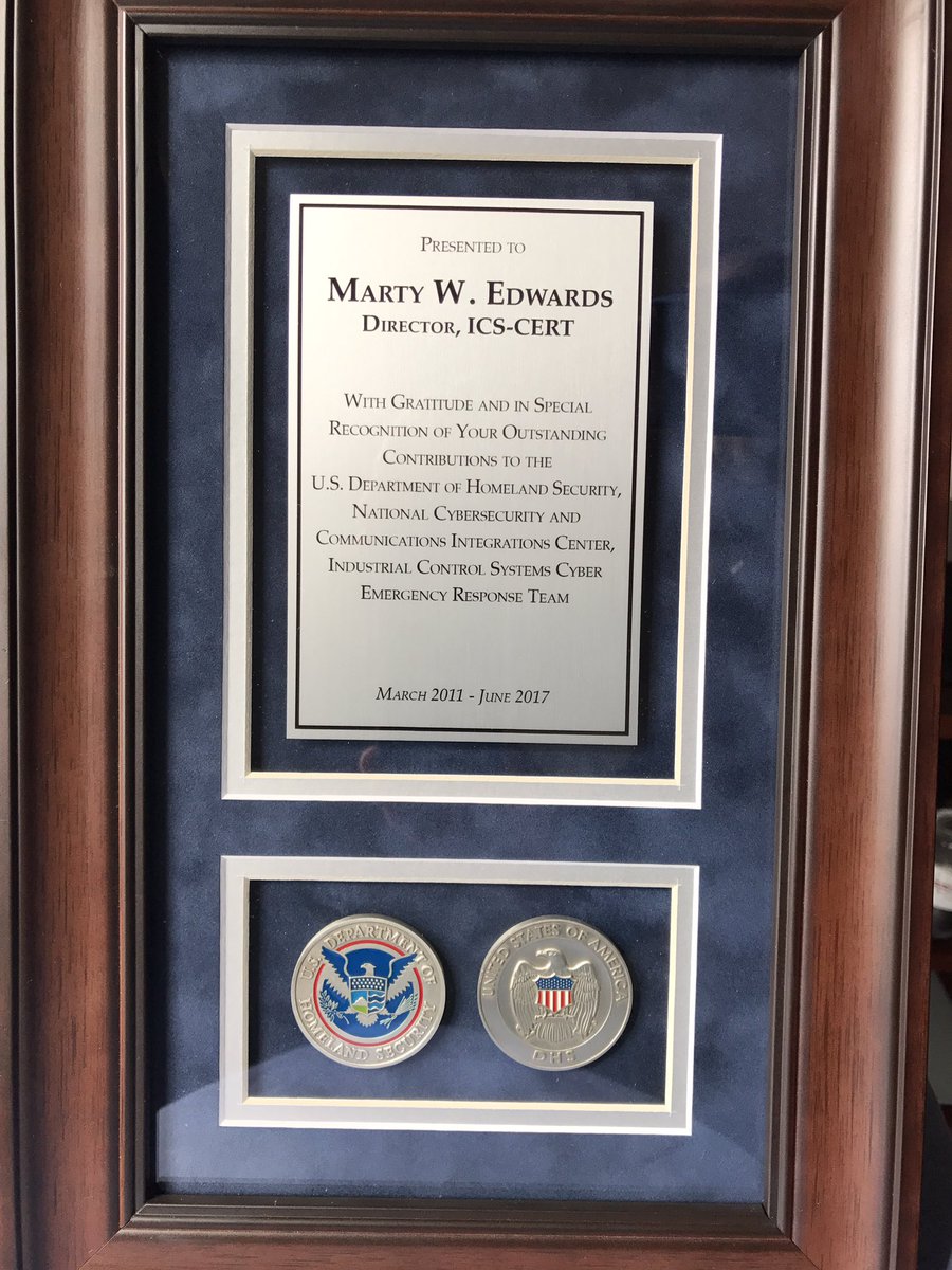 Nice recognition from DHS - but bittersweet as perhaps the last Director of ICS-CERT