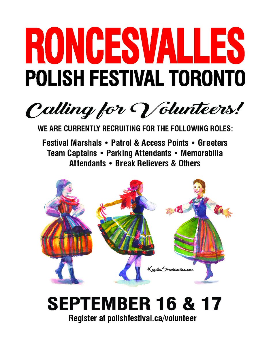 Perfect weather predicted for this weekend. Great time to be outdoors to #volunteer for <a href="/PolishFestival/">Roncesvalles Polish Festival</a>! Invite a friend to join you❣️