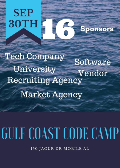 gccodecamp's tweet image. 16 sponsors #gulfcoastcodecamp