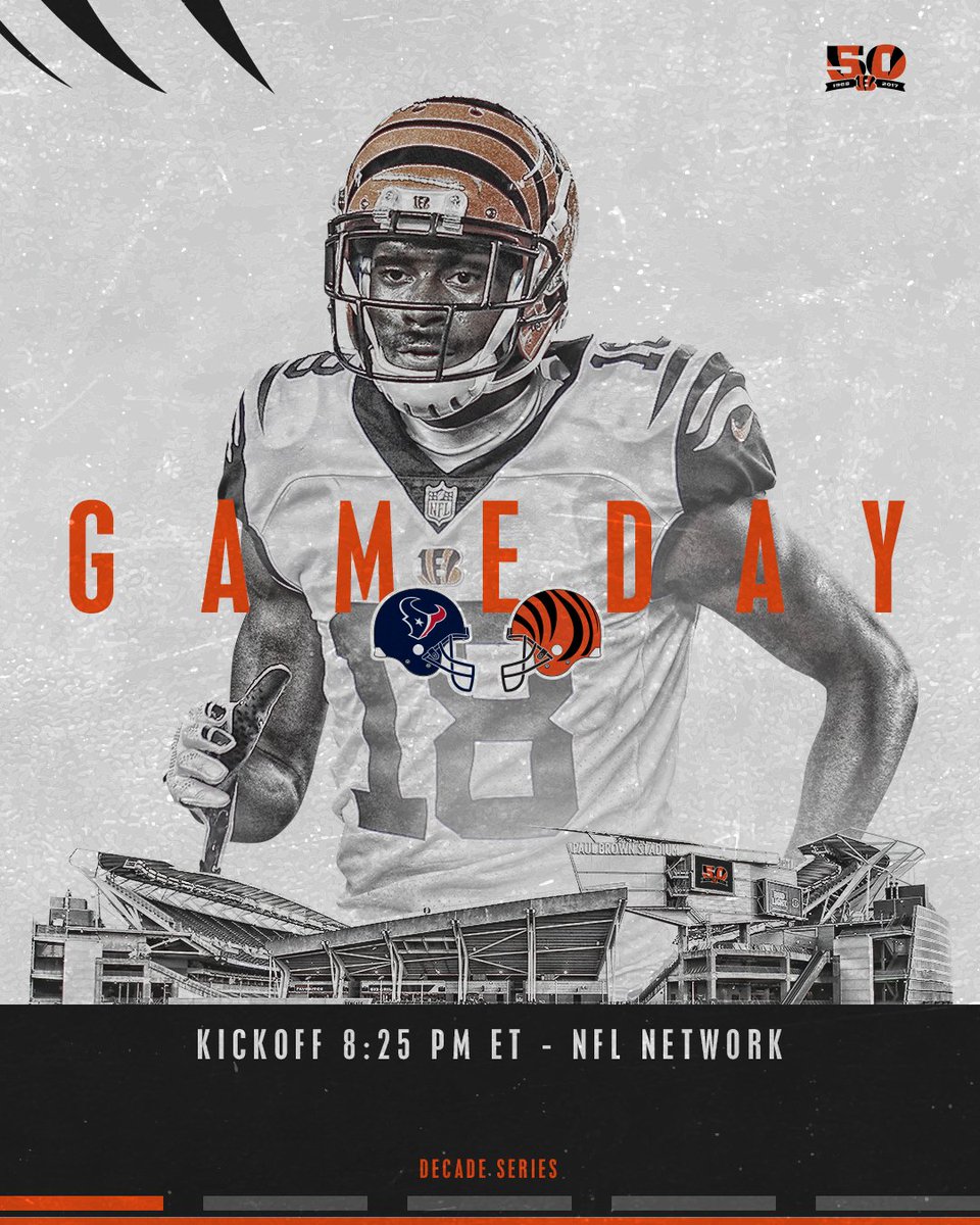 Bengals's tweet image. Under the lights. #HOUvsCIN #Bengals50

It's GAME DAY!