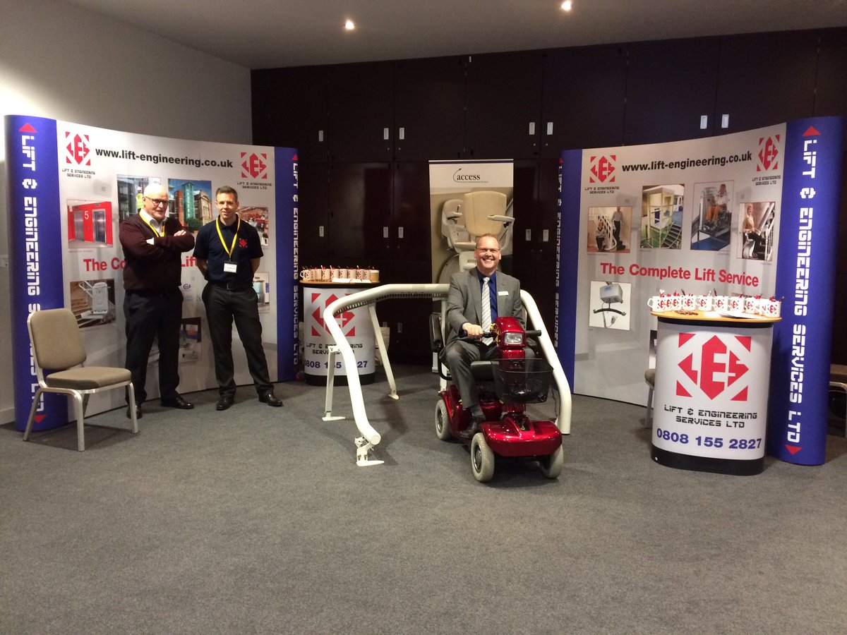 SayasKitchen's tweet photo. Pete from @EEMLtd arriving in style to the @LiftEngineering exhibition stand. Thanks for hosting a great event @EEMLtd #lifts #stairlift https://t.co/bVGILnQGUr