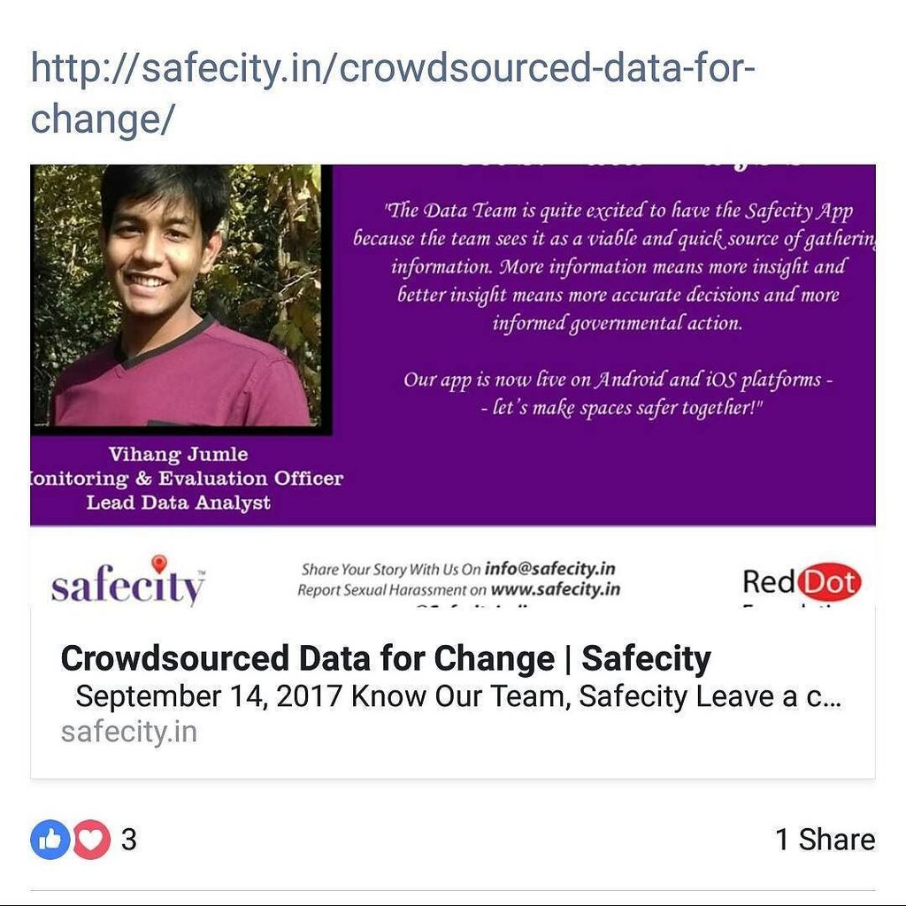 TheSafecityApp's tweet image. #KnowOurWork

Vihang Jumle has grown from a volunteer to the Lead Data Analyst and Monitoring &amp;amp; Evaluation Officer… ift.tt/2vWa1mE