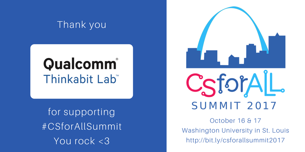 We love <a href="/Qualcomm/">Qualcomm</a> 's support for the #CSForAllSummit Oct 16 &amp; 17! Learn more on the Sept 18th National Briefing Call buff.ly/2xuqu63