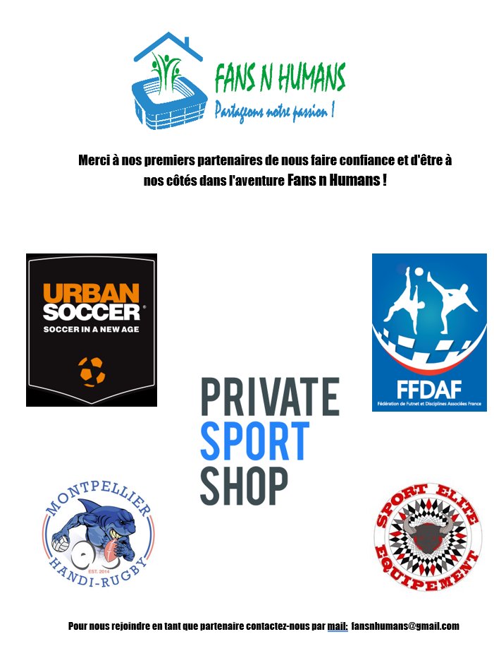 fansnhumans's tweet photo. Merci @psportshop , @UrbanSoccerFR ,@MontpellierHandiRugby, 
@sporteliteequipement , @FutnetGroupeFrance pour leur confiance ! 🤝#FansnHumans https://t.co/TMLrXZMlGs