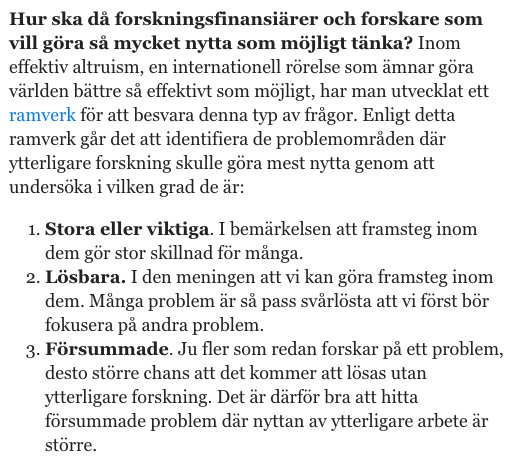 GusAlexandrie's tweet photo. Jag &amp; andra inom effektiv altruism i DN om hur man väljer forskningsområden där ytterligare arbete gör mest nytta. https://t.co/mcLGSNJ4PT https://t.co/Rl3lPtfzkC