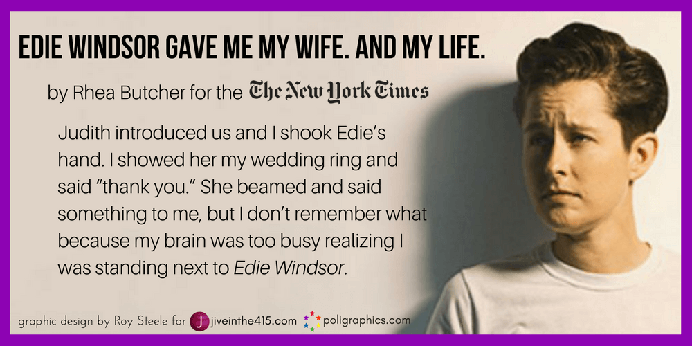 thespiansfo's tweet photo. MUST READ by @RheaButcher for The New York Times: Edie Windsor Gave Me My Wife. And My Life. #gay #LGBT #ripEdie https://t.co/yvYpV174QY https://t.co/92FFjFU9qV