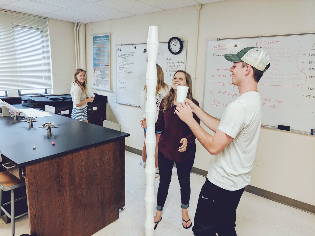 How many cups does it take?! <a href="/VolsTeach/">VolsTeach</a> students having fun with some hands-on math activities in Functions &amp; Modeling!