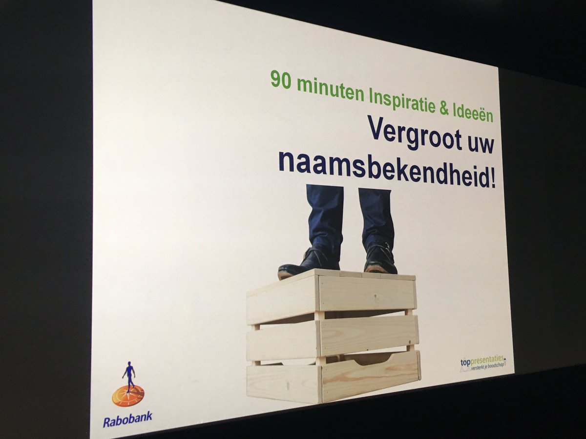 Zin in geven masterclass! Vanuit @RaboHelmond. In de Cacaofabriek! Ondernemers leren de 7 stappen naar naamsbekendheid!