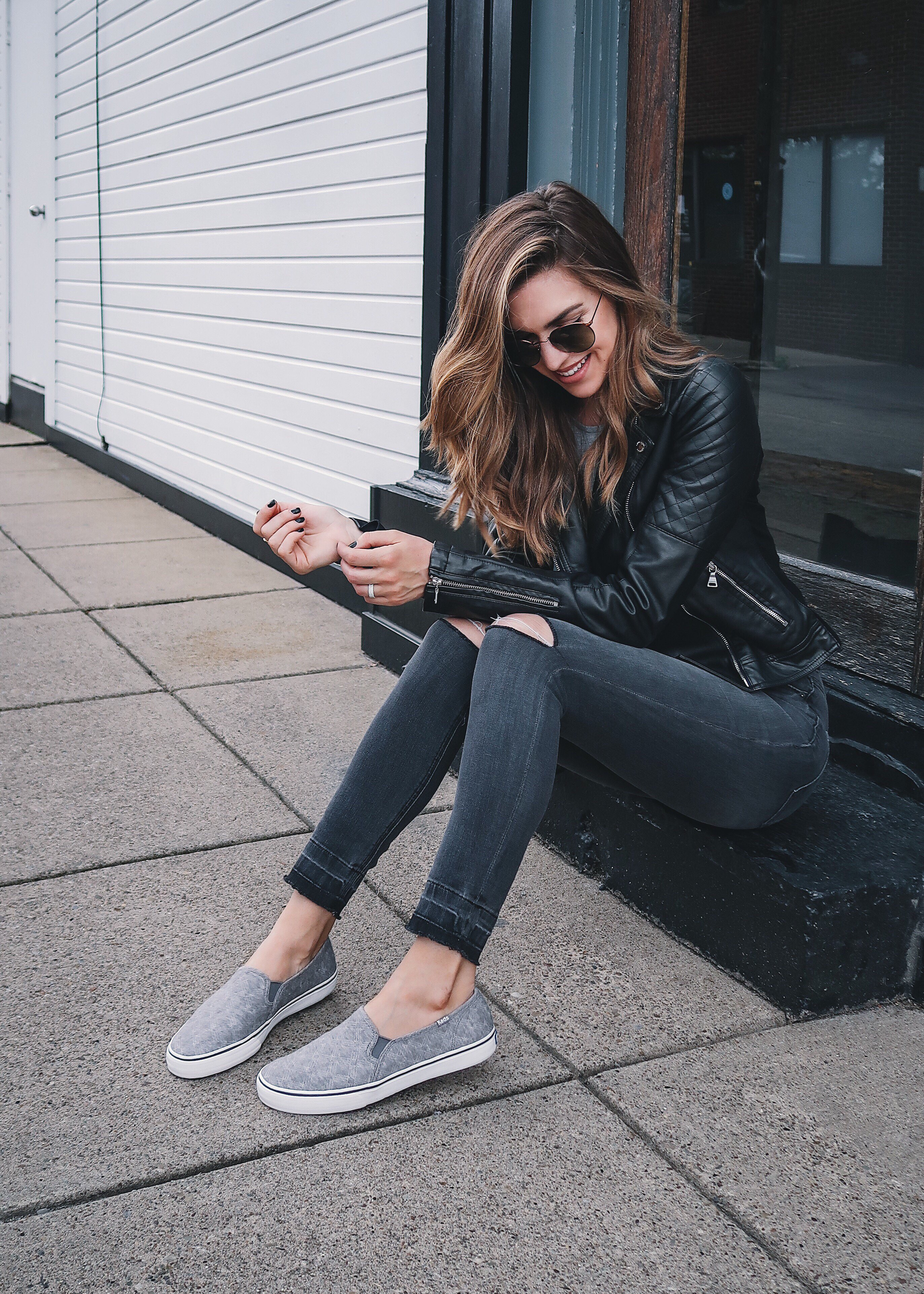 Gray slip store on keds