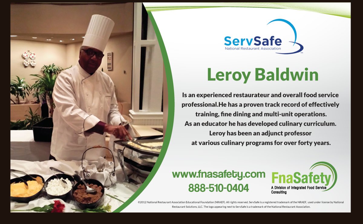 mpozit's tweet image. If your company is looking for a top professional for food safety training, someone like Leroy Baldwin, call us at (888)-510-0404