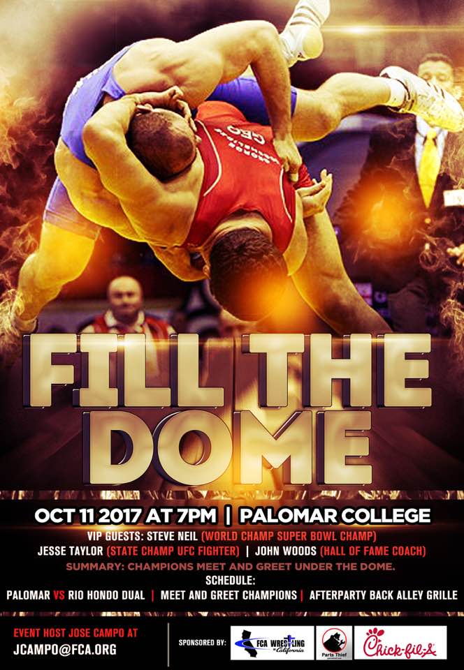 FILL THE DOME OCT. 11, 2017, AT PALOMAR COLLEGE. #supportcccaawrestling #juniorcollege