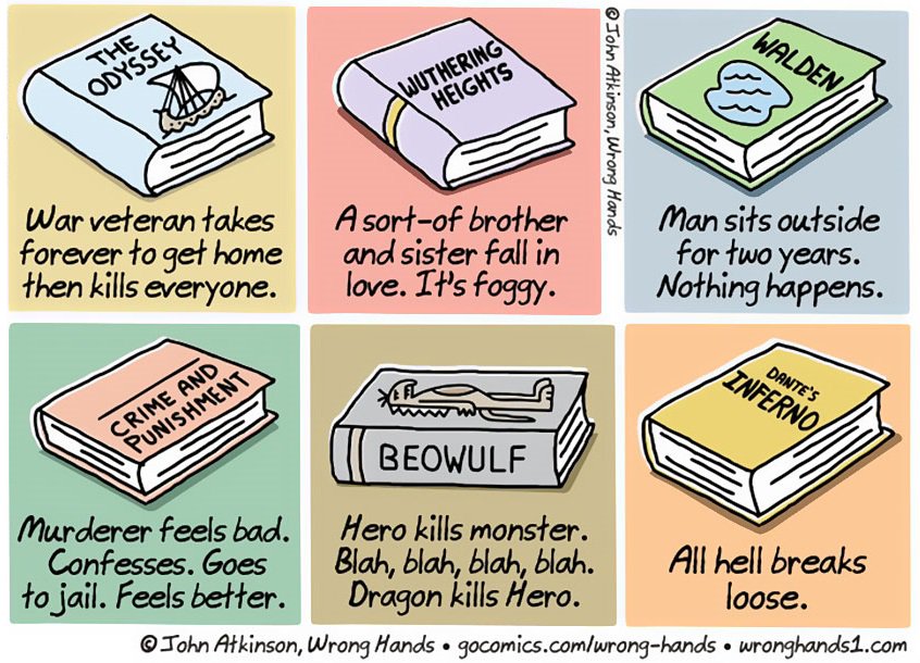 weird_hist's tweet image. Extremely shortened classics for lazy people (part 2).