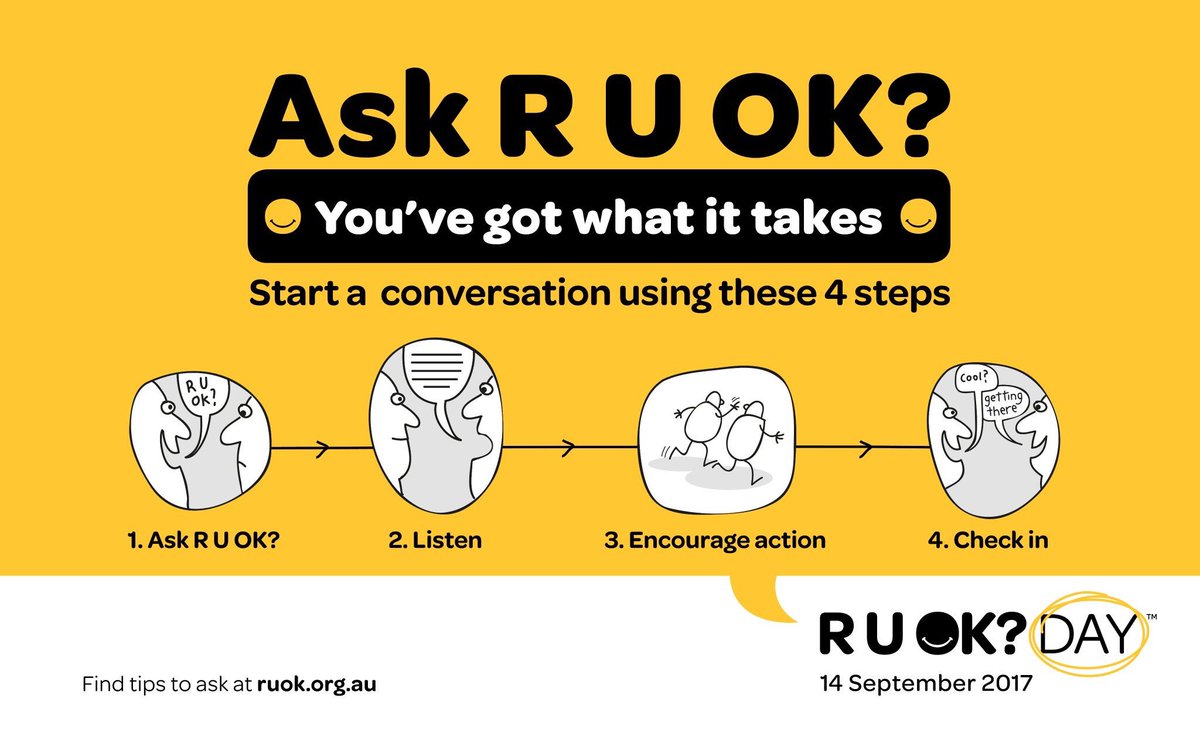 Start the conversation and ask your mates - R U OK? #ruok #ruokday