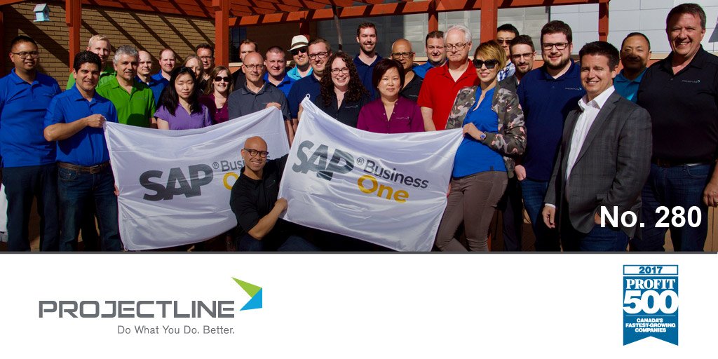 projectline_sol's tweet photo. Proud of our #SAPBusinessOne team for helping us rank on the #PROFIT500 list of Canada's Fastest-Growing Companies 2 years in a row -No 280! https://t.co/SbFFEmeag4