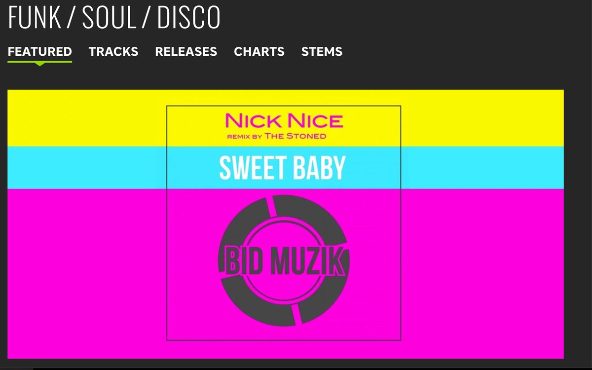bidmuzik's tweet photo. Thanks to @beatport for the banner with new @bidmuzik release by #NickNice & #TheStoned #Beatport #BidMuzik #Disco https://t.co/f4DTybhBfz https://t.co/9oaZzFCAoK