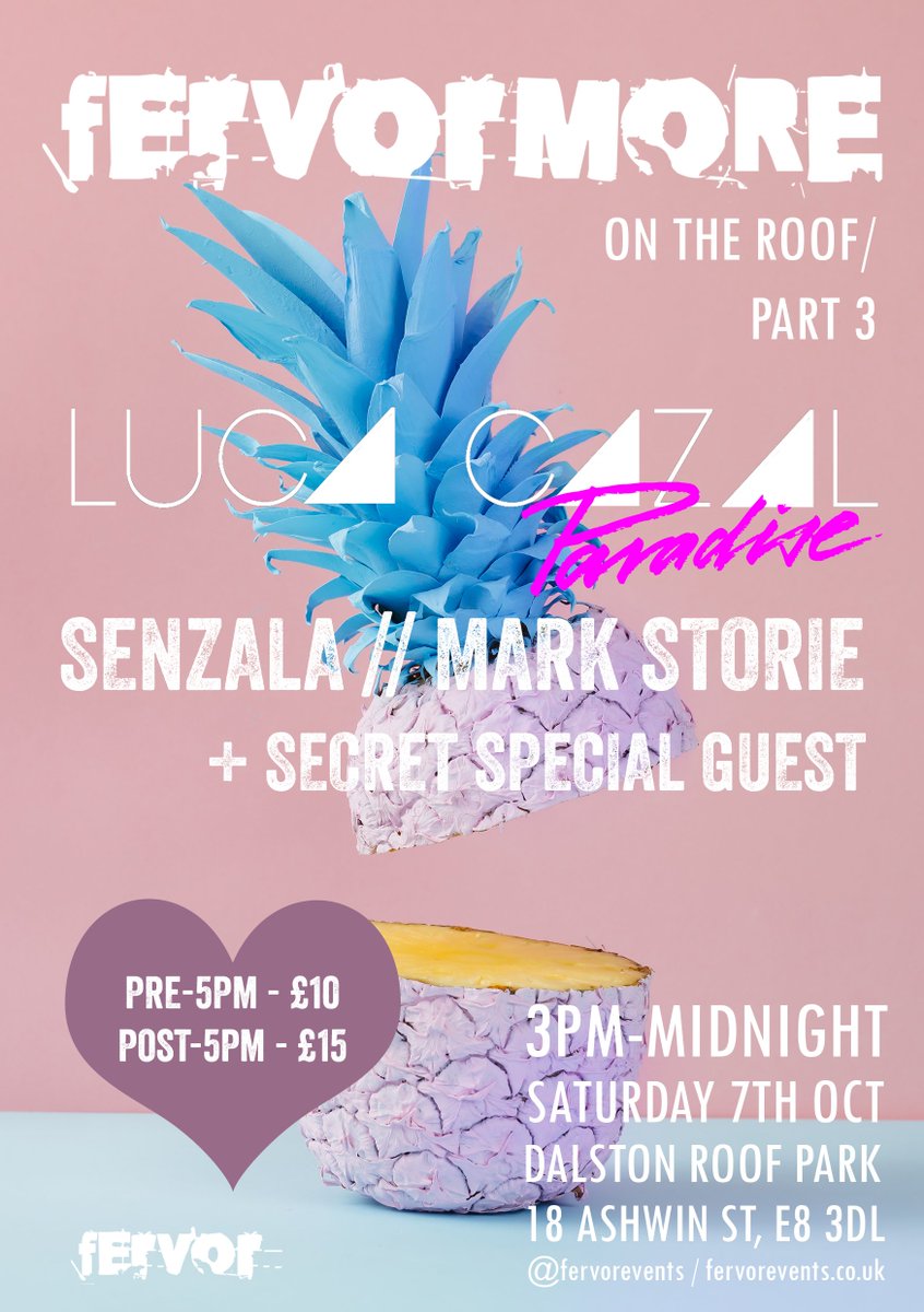 We have a handful of early bird £7.50 tkts (£5 SOLD OUT) left for our next party ft Luca Cazal (Paradise) >> bit.ly/FervormoreOnTh…