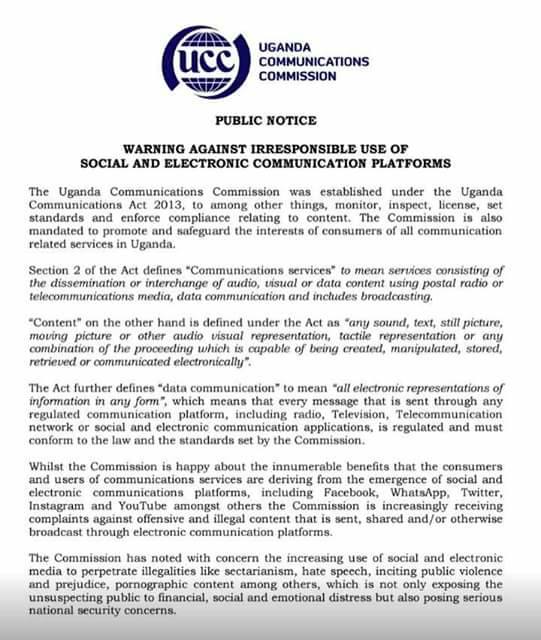 UnwantedWitness's tweet photo. The Internet They are coming for it too: https://t.co/WCIfOAkXAN Now @UCC_Official wants to take away free #OnlineExpression which is left! https://t.co/oR60JD9a6v