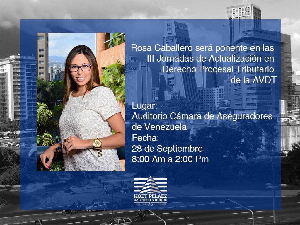 hoetpartners's tweet photo. .@rosacaballerop estará presente en las III Jornadas de Actualización en Derecho Procesal Tributario de la @avdt11 https://t.co/bH4bUbXKOZ https://t.co/atXl5ztYYn