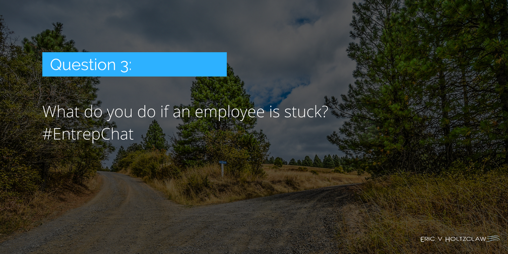 eholtzclaw's tweet image. Q3: What do you do if an #employee is stuck?
#EntrepChat