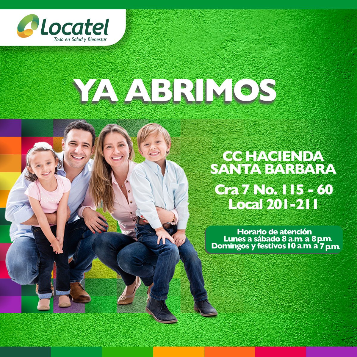 ¡YA ABRIMOS! Nueva Tienda Locatel Hacienda Santa Bárbara.
¡Visítanos en el 2° nivel entrada principal!