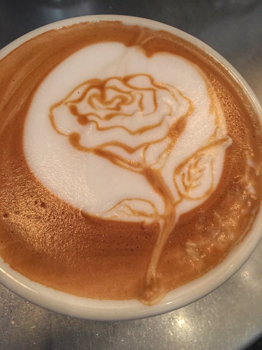LiteratiCafe's tweet photo. Toby is Back!  Our Barista with the #Latteart skills!  #tobythursdays #baristaart https://t.co/p5r5cN80Dp