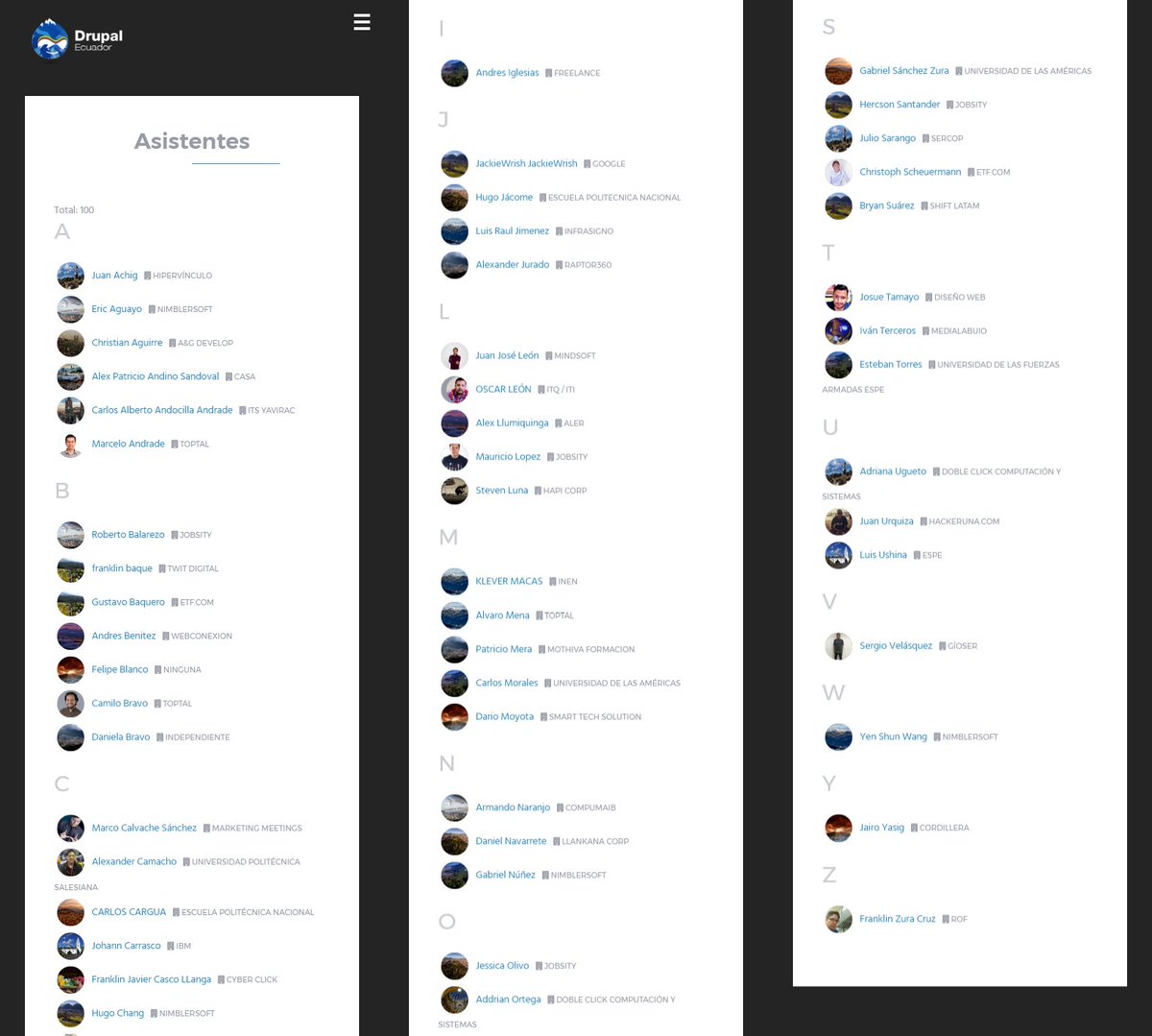 drupalec's tweet photo. ¡Ya somos 100! Mira la lista de asistentes registrados al #DrupalCamp Quito en https://t.co/RwApIoOSYH https://t.co/xvbQmZe7UF