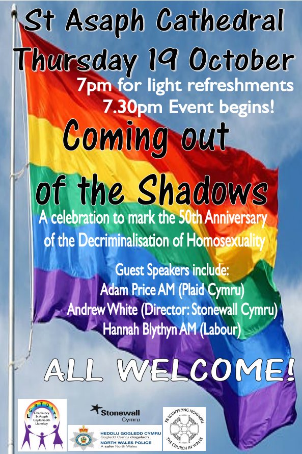 LGBTQIAchplncy's tweet photo. Please come and join us @StAsaphCath on 19th Oct. All welcome. Please share with your networks. @StonewallCymru  https://t.co/3dBvsORc6H https://t.co/OgNDt2izTo