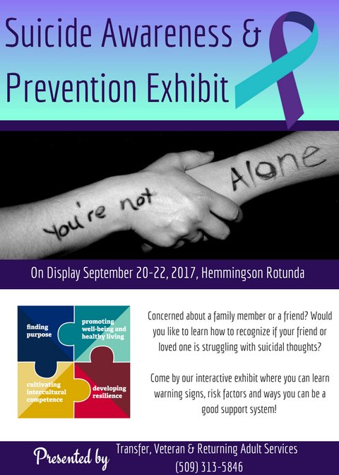 flint_leah's tweet photo. Please join the @gonzagaTVRAS office September 20-22 in the @GUHemmingson rotunda for our Suicide Awareness &amp; Prevention Exhibit! @GonzagaU https://t.co/oS3f1abdDN
