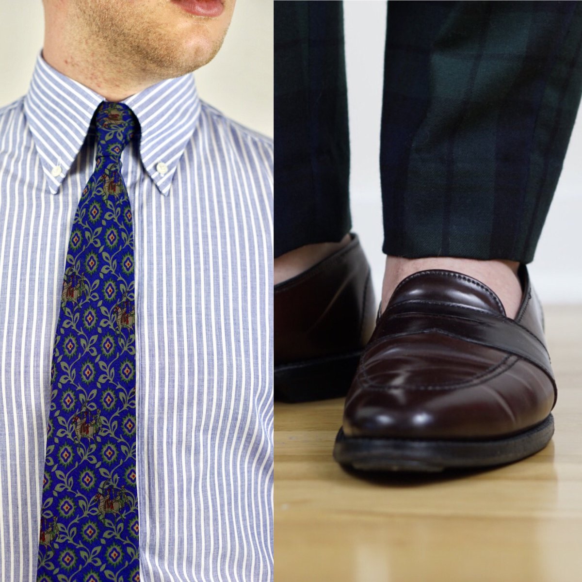 StyleWithJosh's tweet image. Highlight on today's outfit details. Love the pattern on this tie. #ferragamo #shellcordovan #mensfashion