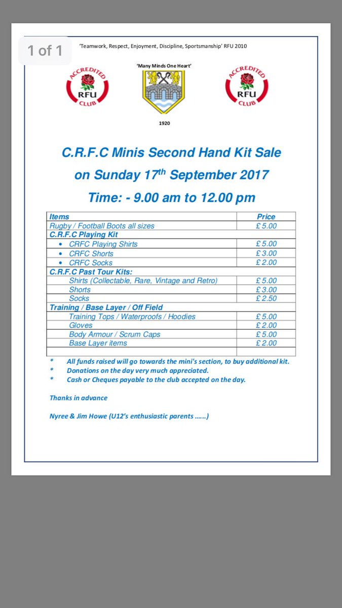 Chelmsford Rugby (@chelmsfordrugby) on Twitter photo <a href="/ChelmsfordRugby/">Chelmsford Rugby</a> <a href="/CRFCmini/">ChelmsfordRugby Mini</a> second hand kit sale this Sunday. If you need kit come down. If you got kit to sell bring it down. <a href="/ChelmsfordRugby/">Chelmsford Rugby</a> <a href="/CRFCmini/">ChelmsfordRugby Mini</a> second hand kit sale this Sunday. If you need kit come down. If you got kit to sell bring it down.