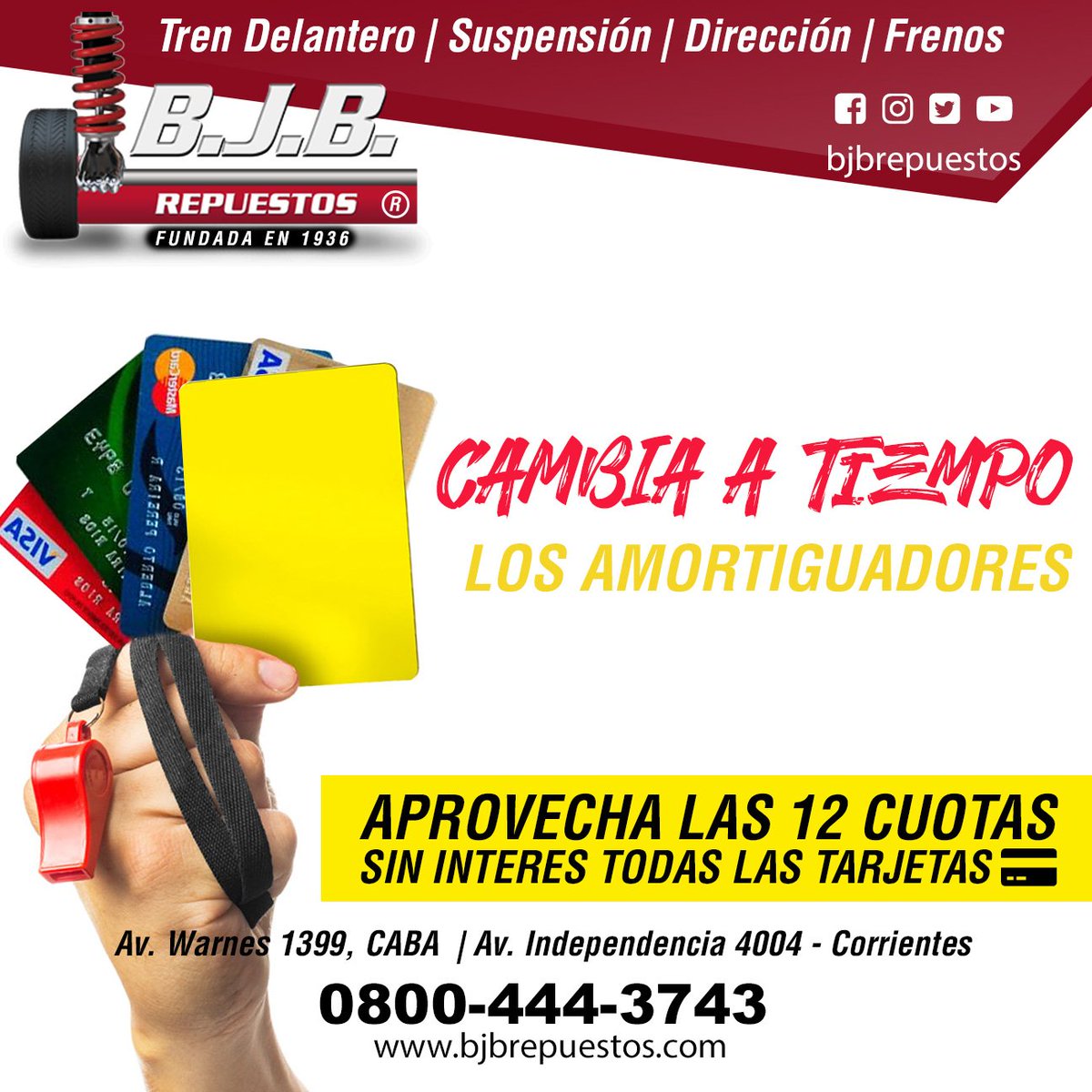 bjbrepuestos's tweet photo. #BJBRepuestos Cambia tus #amortiguadores a tiempo. Podés pagar en 12 cuotas, sin interés, con todas las tarjetas, todos los días. https://t.co/zKWYG71FNm
